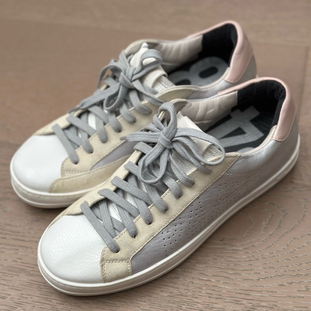 P448 Women's Sneakers in White, Gray, and Pink